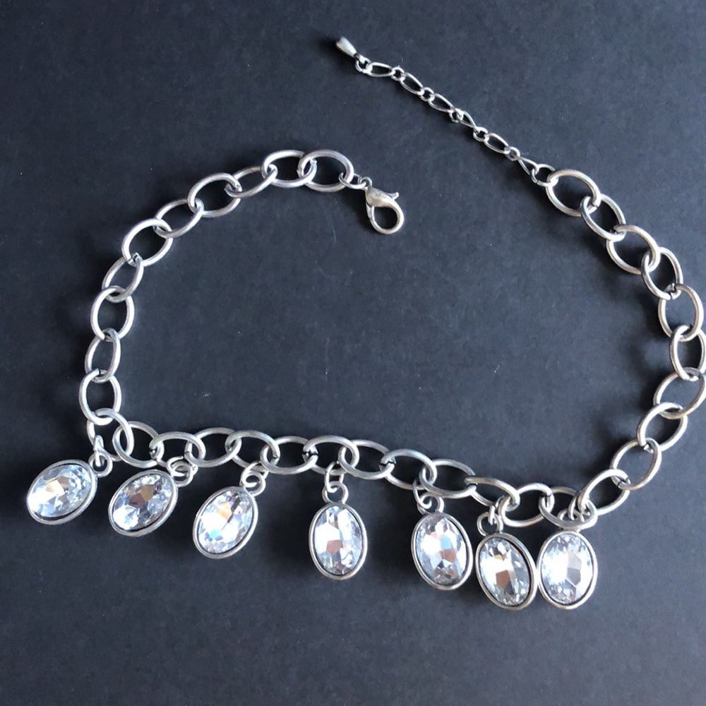 Statement Clear Rhinestone Necklace - image 4